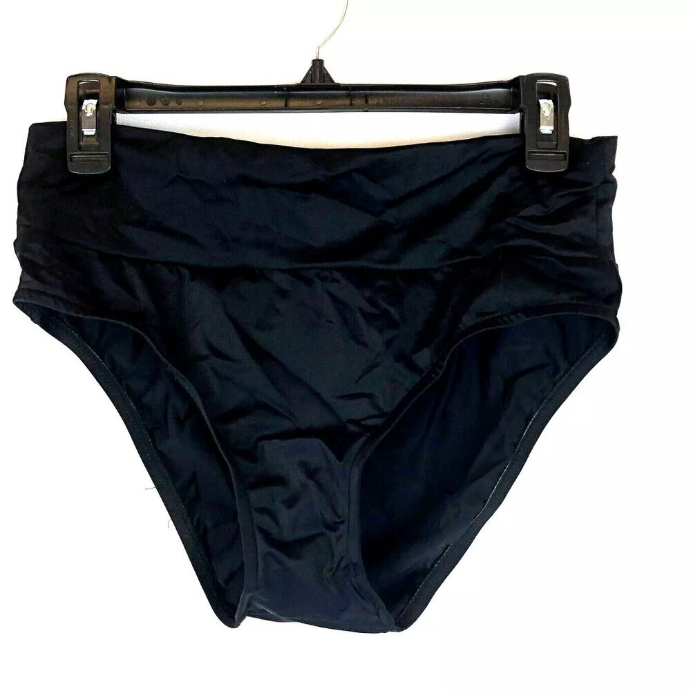 Prego Women’s Black Maternity Roll Waist Bikini Bottom, Size Medium